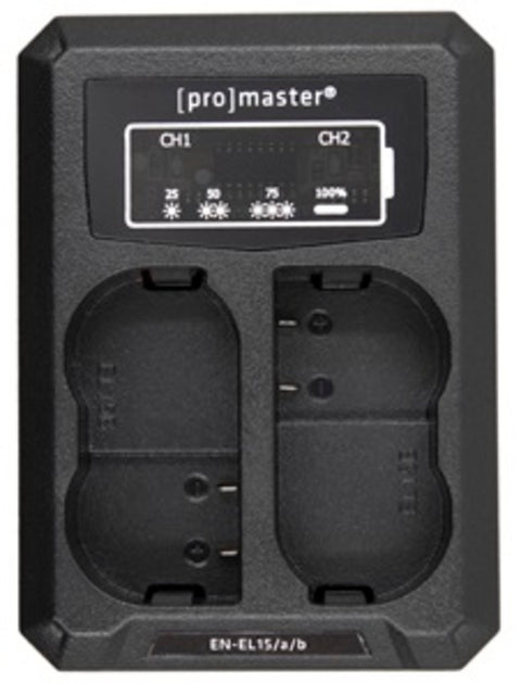 Promaster Dually Charger - USB-A for Nikon EN-EL15, EN-EL15a, EN-EL15b, EN-EL15c