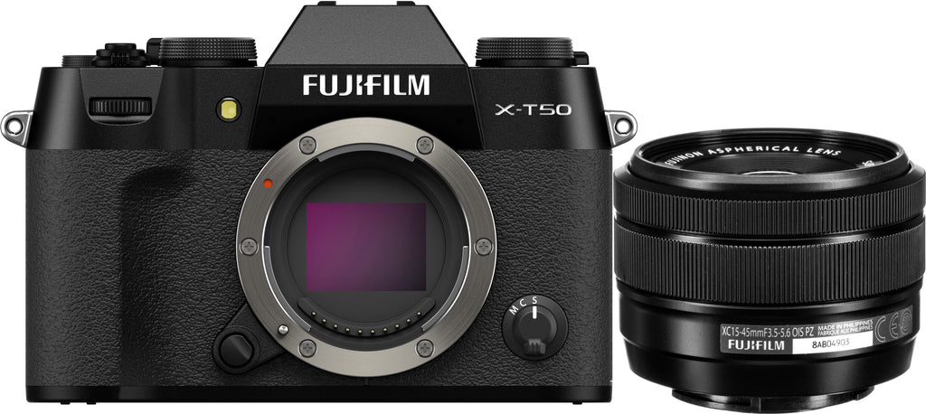 Fujifilm X-T50 Mirrorless Digital Camera with XC 15-45mm F3.5-5.6 OIS PZ Lens (Black)