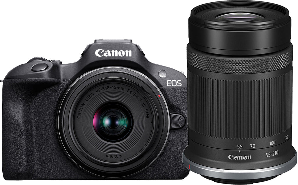 Canon EOS R100 Mirrorless Camera with 18-45mm f/4.5-6.3 and 55-210mm f/5-7.1 Lenses