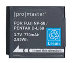 Promaster Li-ion Battery for Fuji NP-50, Pentax D-Li68 / D-Li122, Kodak Klic-7004