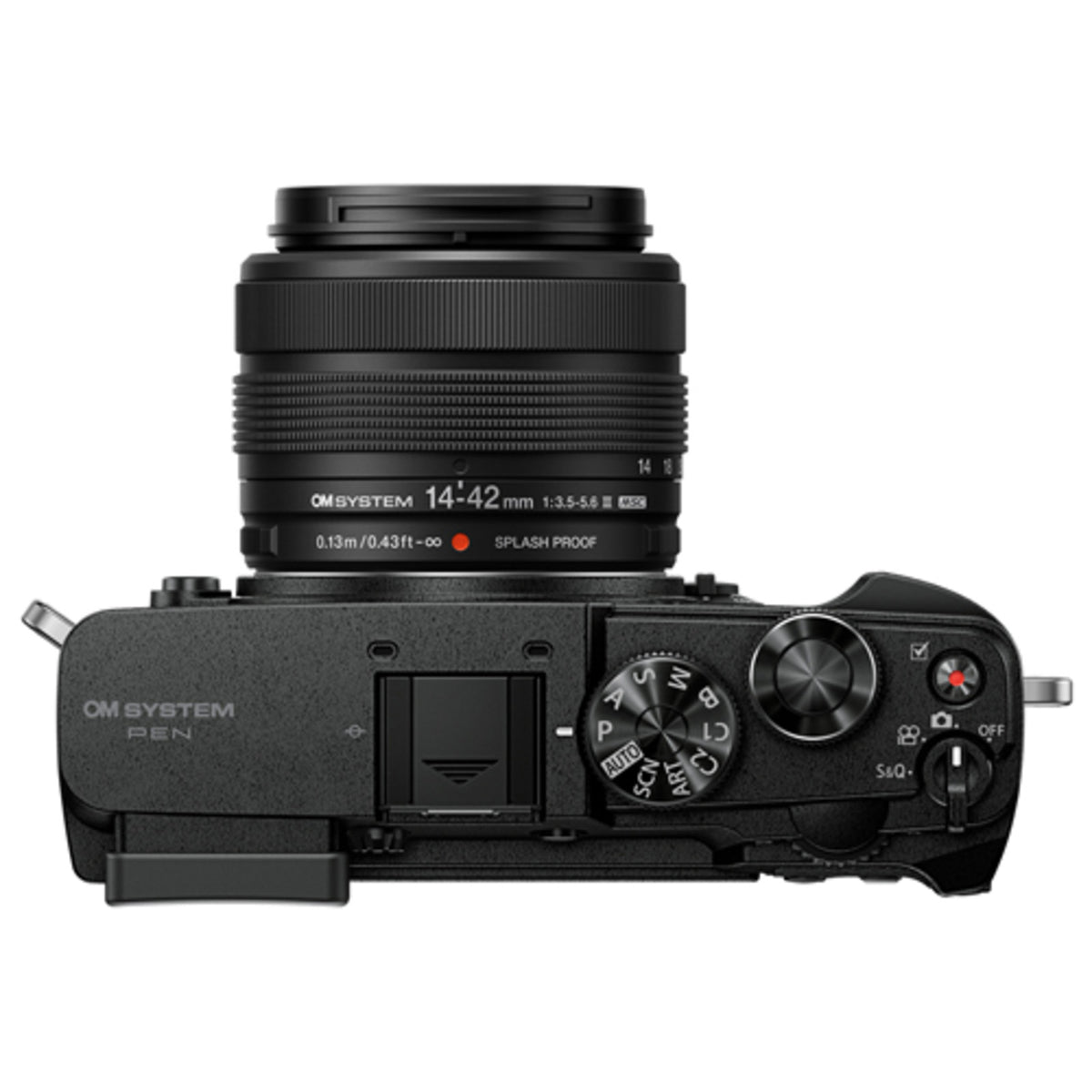 OM System PEN Black Mirrorless Camera with 14-42mm f/3.5-5.6 Lens