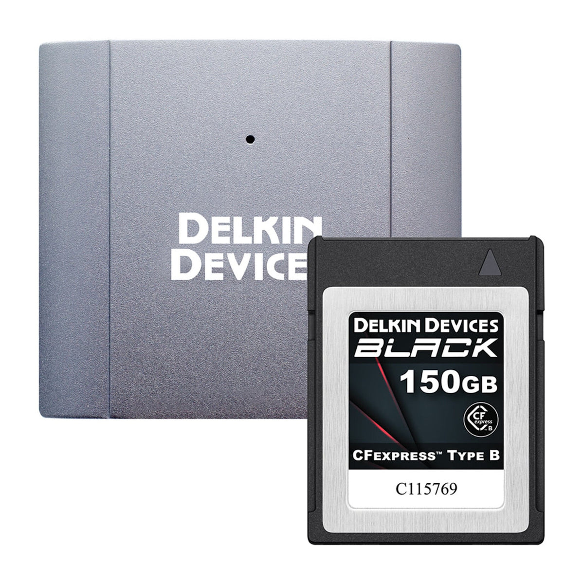 Delkin Devices 150GB Black CF Express Type B Memory Card + USB 3.2 Reader Bundle