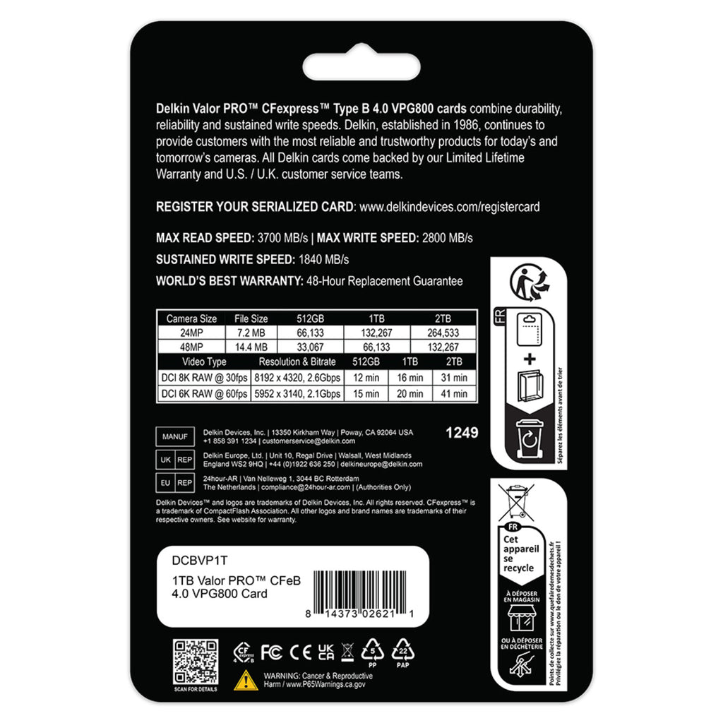 Delkin Devices 1TB VALOR PRO CFexpress Type-B Memory Card
