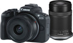 Canon EOS R50 Mirrorless Camera with 18-45mm f/4.5-6.3 and 55-210mm f/5-7.1 Lenses (Black)