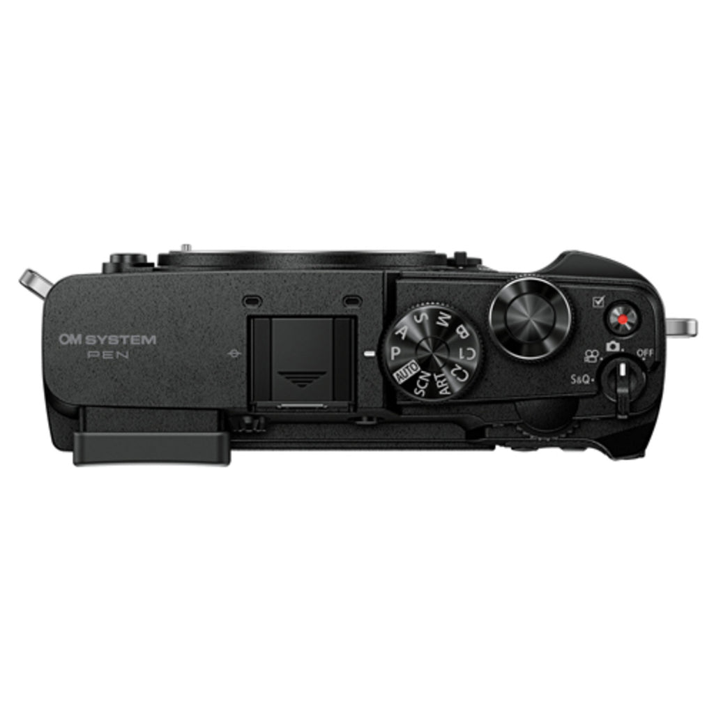 OM System PEN Black Mirrorless Camera with 14-42mm f/3.5-5.6 Lens